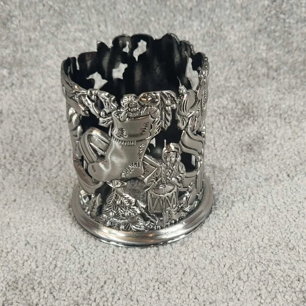 Godinger‎ Silver Art Season Greetings Santa Votive Candle Holder